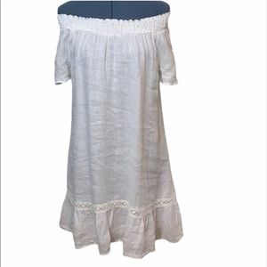 Cynthia Rowley Strapless White Linen Dress